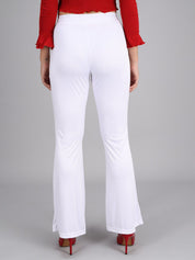 Kotty Women White Flared High-Rise Parallel Trousers