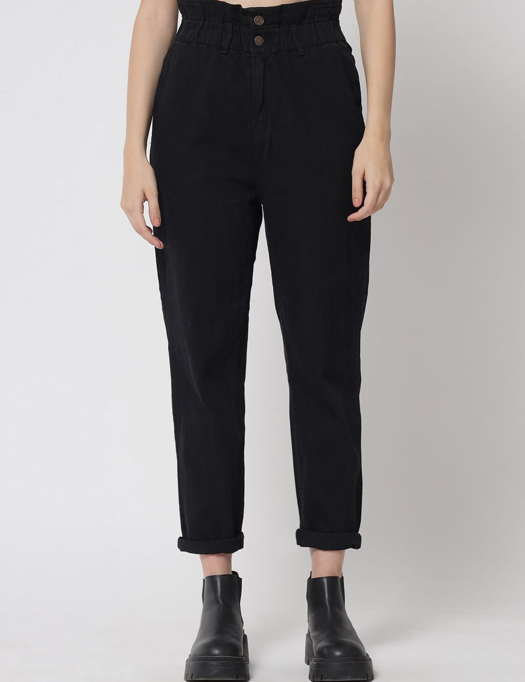 Kotty Women Black Jean Relaxed Fit High-Rise Stretchable Jeans