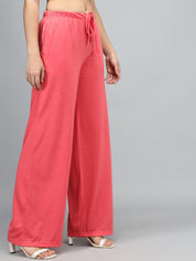 Kotty Women Pink Loose Fit High-Rise Parallel Trousers