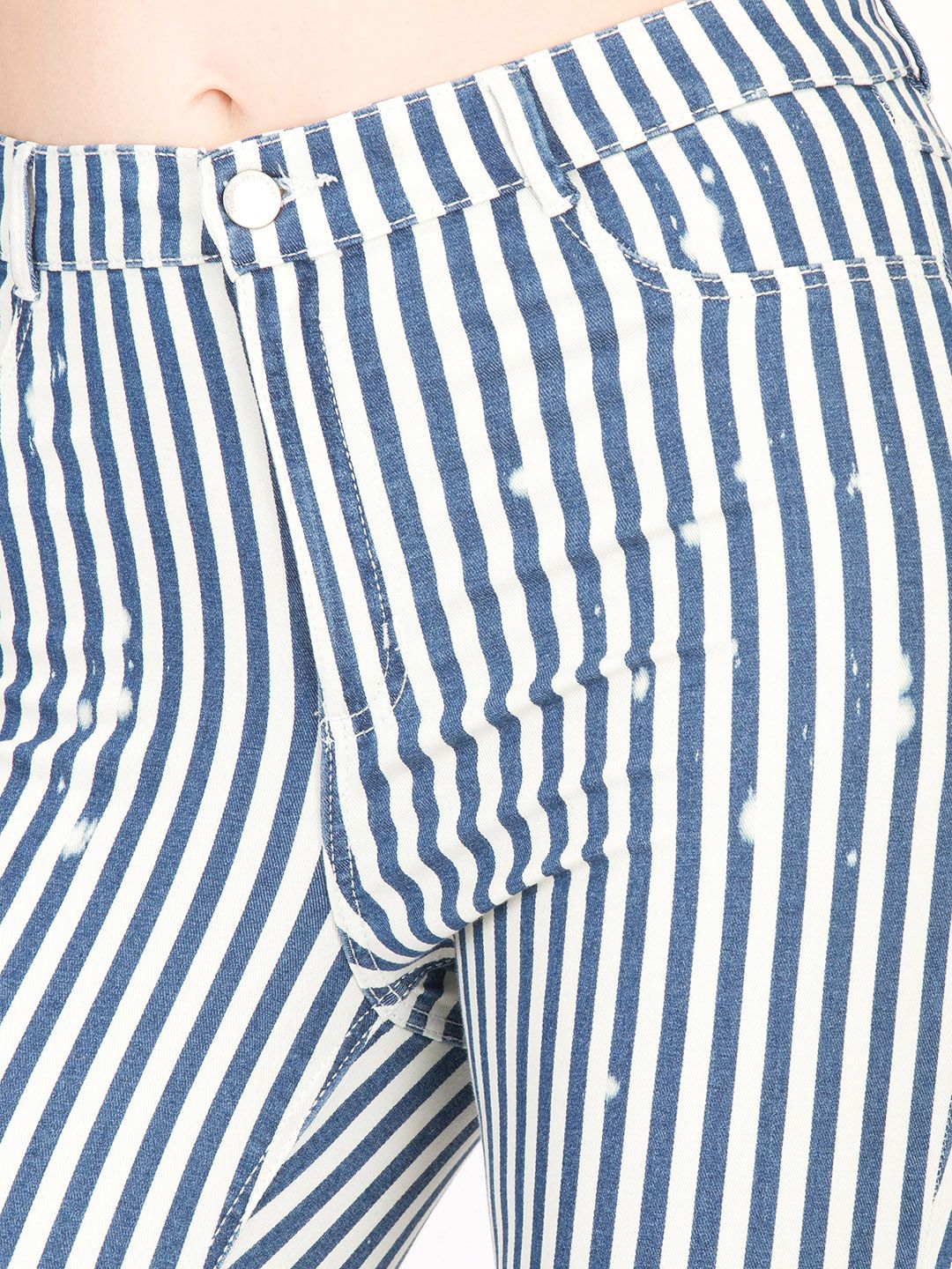 Kotty Women Blue & White Skinny Fit Jeans