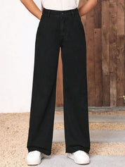 Kotty Black Women Jean Straight Fit High-Rise Clean Look Stretchable Jeans