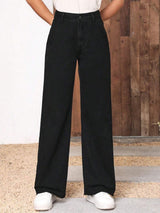 Kotty Black Women Jean Straight Fit High-Rise Clean Look Stretchable Jeans