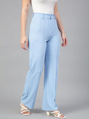 KOTTY BIZwear Women Relaxed High-Rise Easy Wash Parallel Wide Leg Trousers