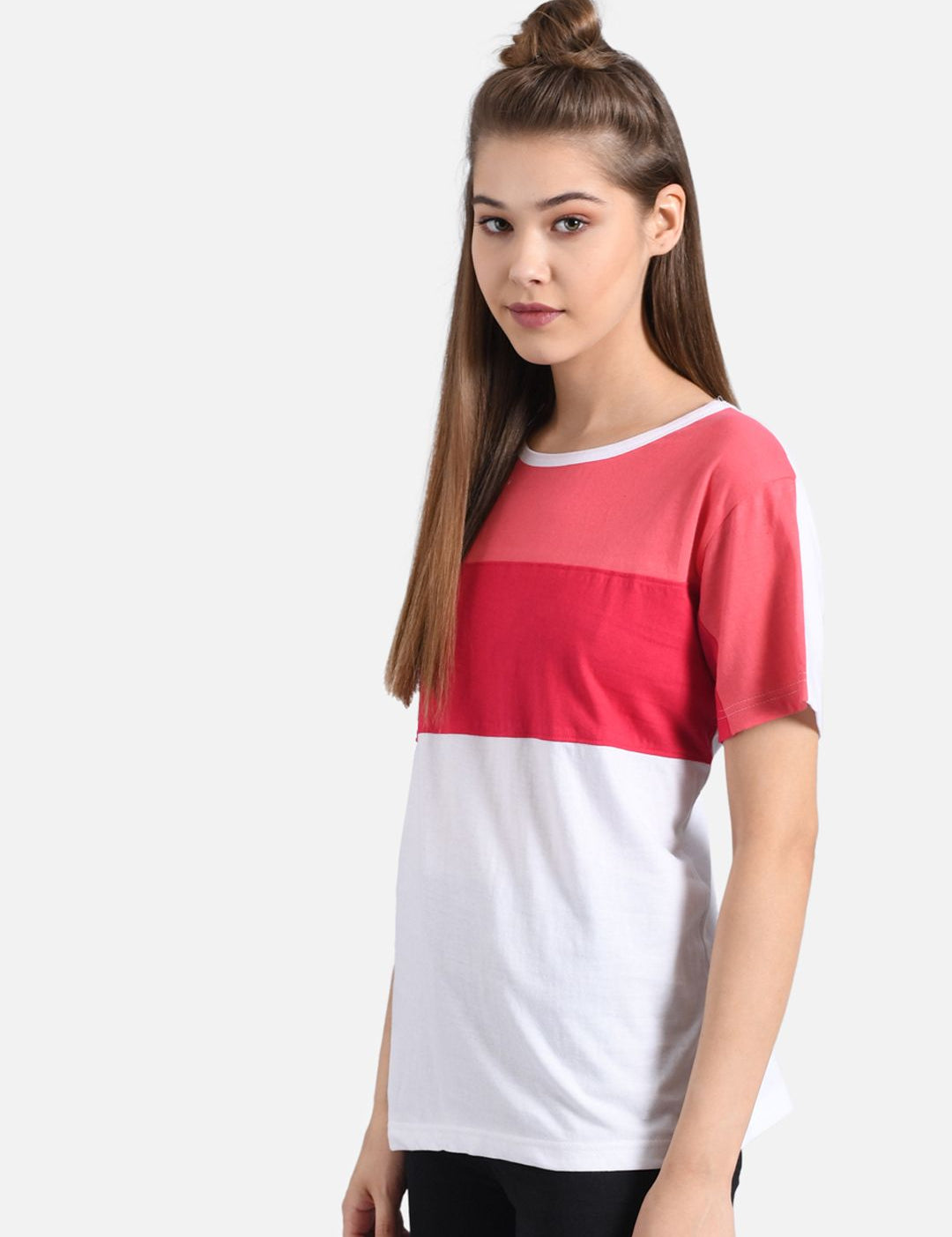 Kotty Women Multicoloured Colourblocked Round Neck T-shirt