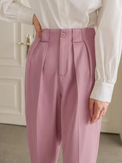 Kotty Women Pink Relaxed Straight Leg Straight Fit High-Rise Trousers