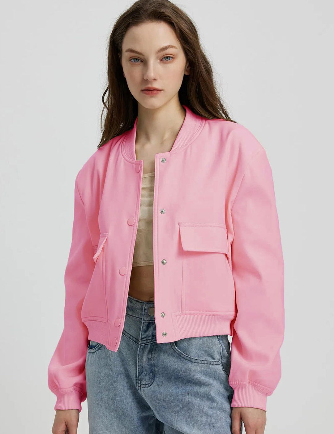 Kotty Stand Collar Fleece Bomber Jacket