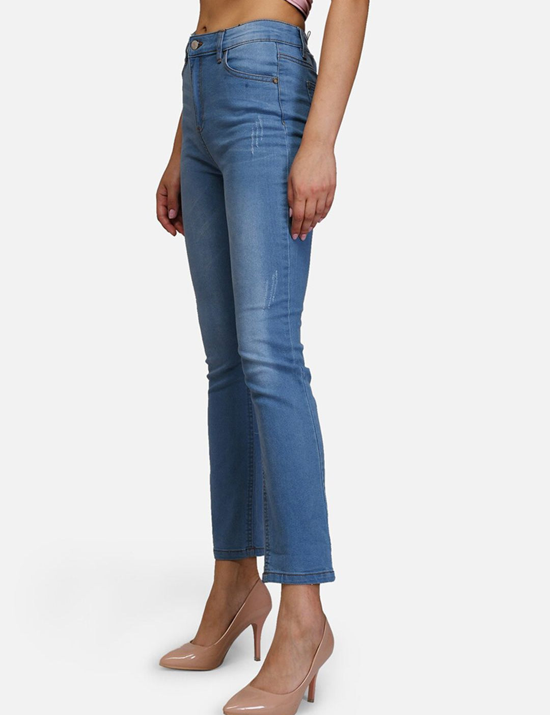 Kotty Women Blue Skinny Fit High-Rise Low Distress Jeans