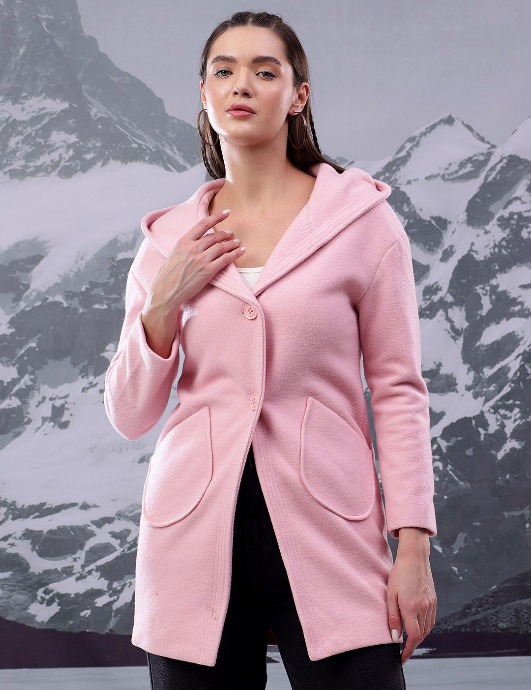 Kotty Women Shawl Collar Hooded Overcoat