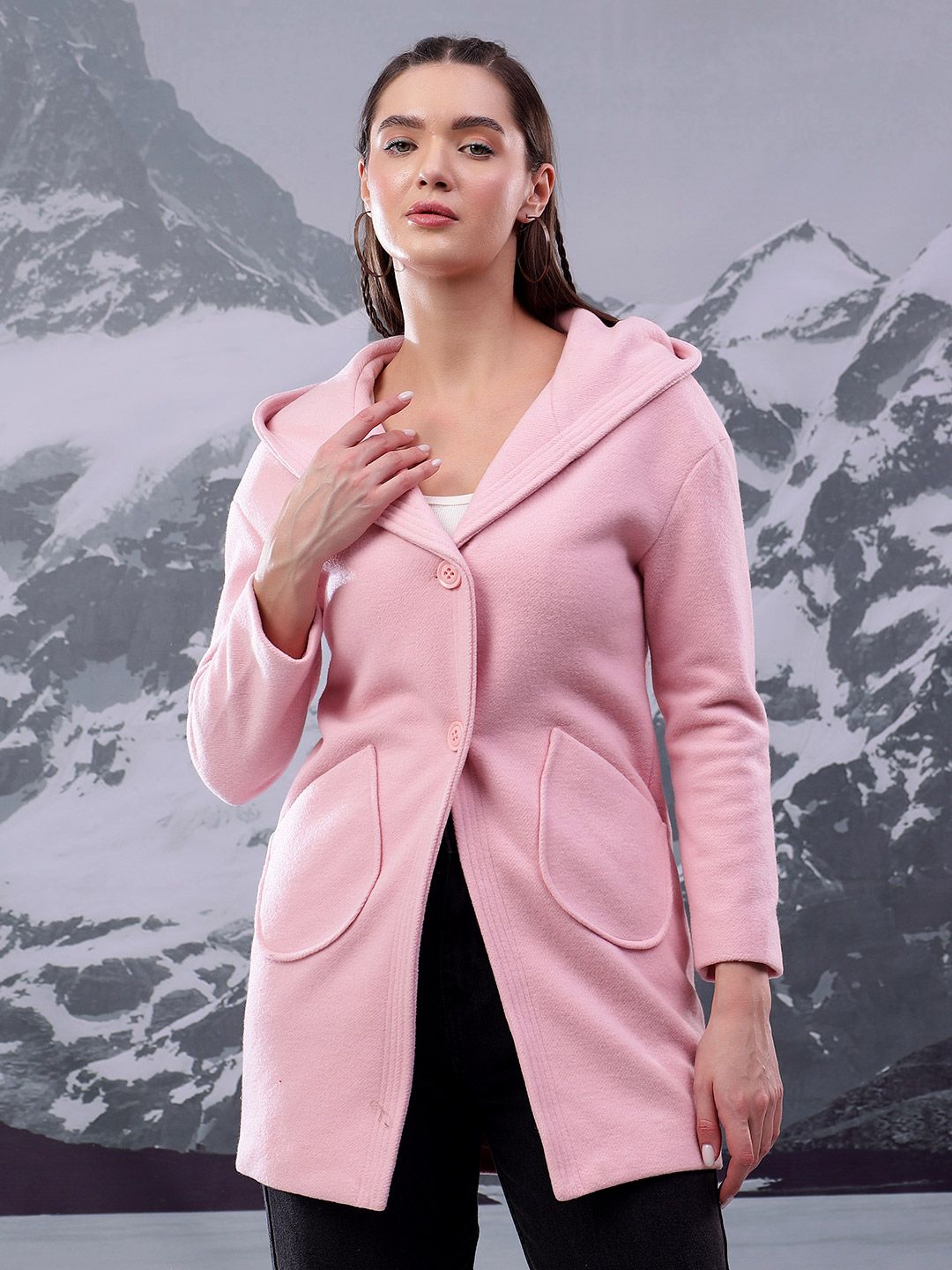 Kotty Women Shawl Collar Hooded Overcoat