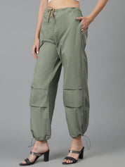 Kotty Women High-Rise Easy Wash Cotton Cargos Trousers