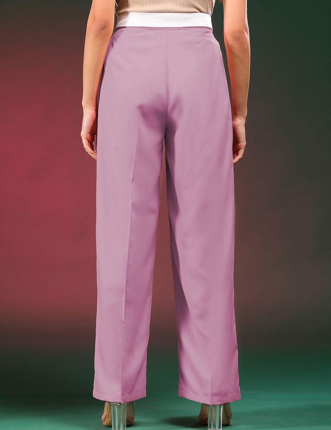 Kotty Women Straight Fit High-Rise Easy Wash Pleated Trousers