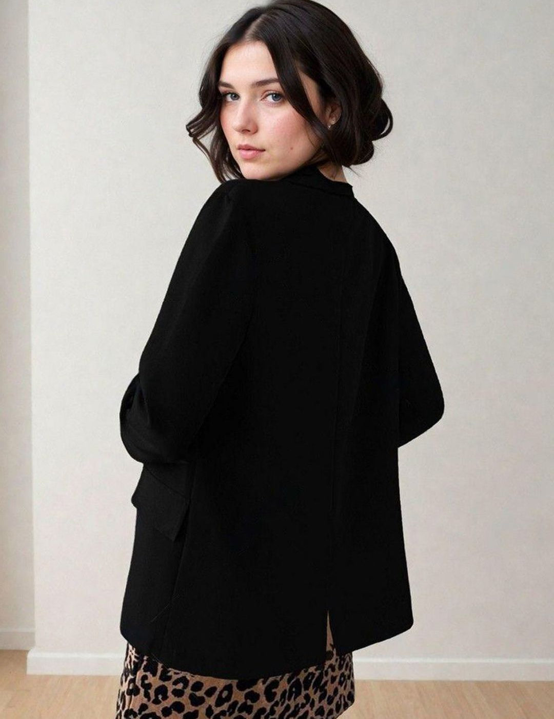 Kotty Notched Lapel Neck Long Sleeves Front Open Blazer