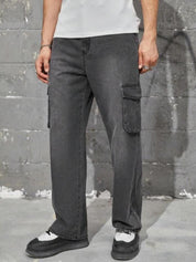 Kotty Men Jean Light Fade Low-Rise Stretchable Cargo Jeans