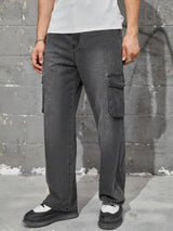 Kotty Men Jean Light Fade Low-Rise Stretchable Cargo Jeans