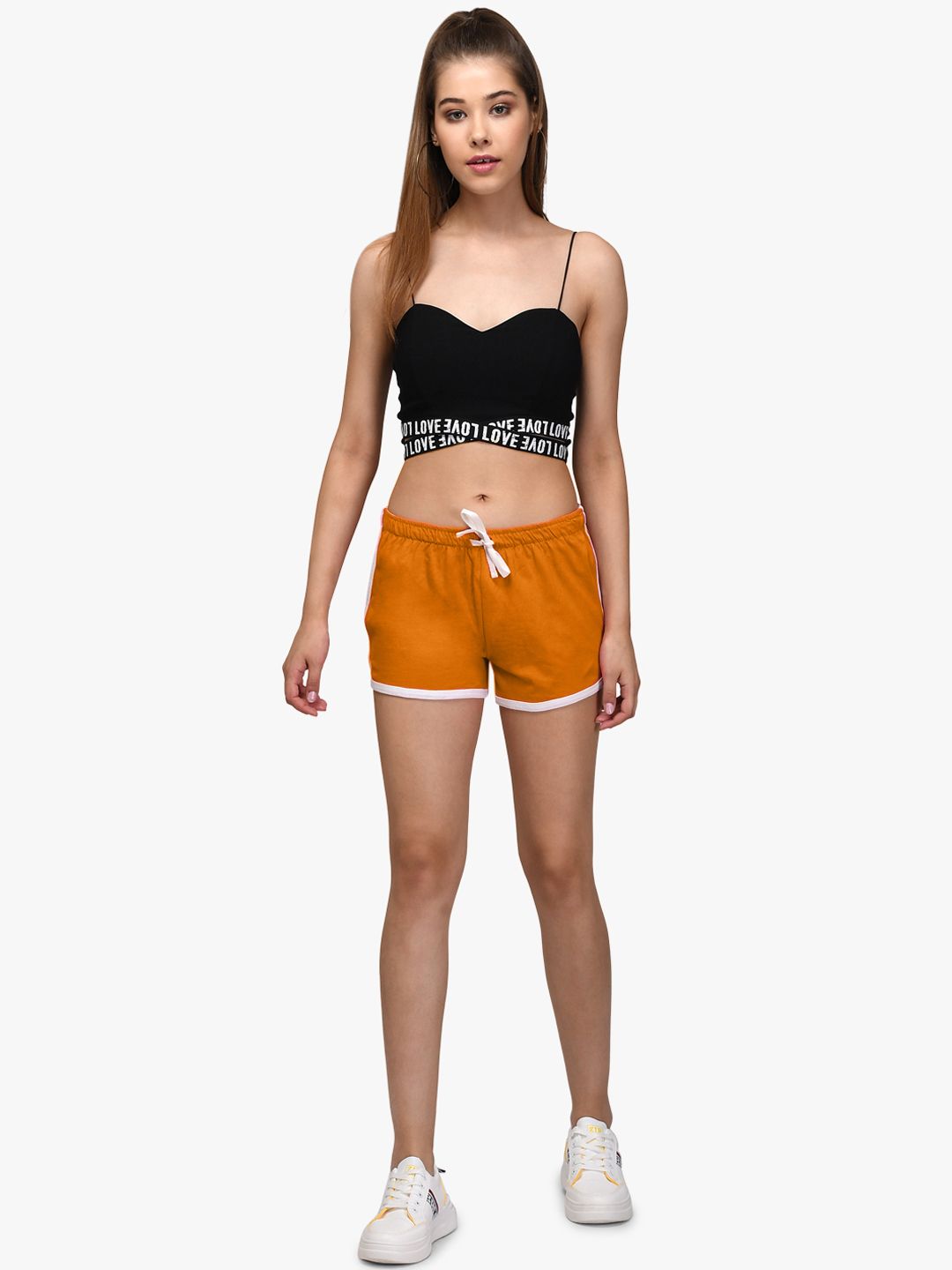 Kotty Women Mustard Yellow Solid Regular Fit Hot Pants