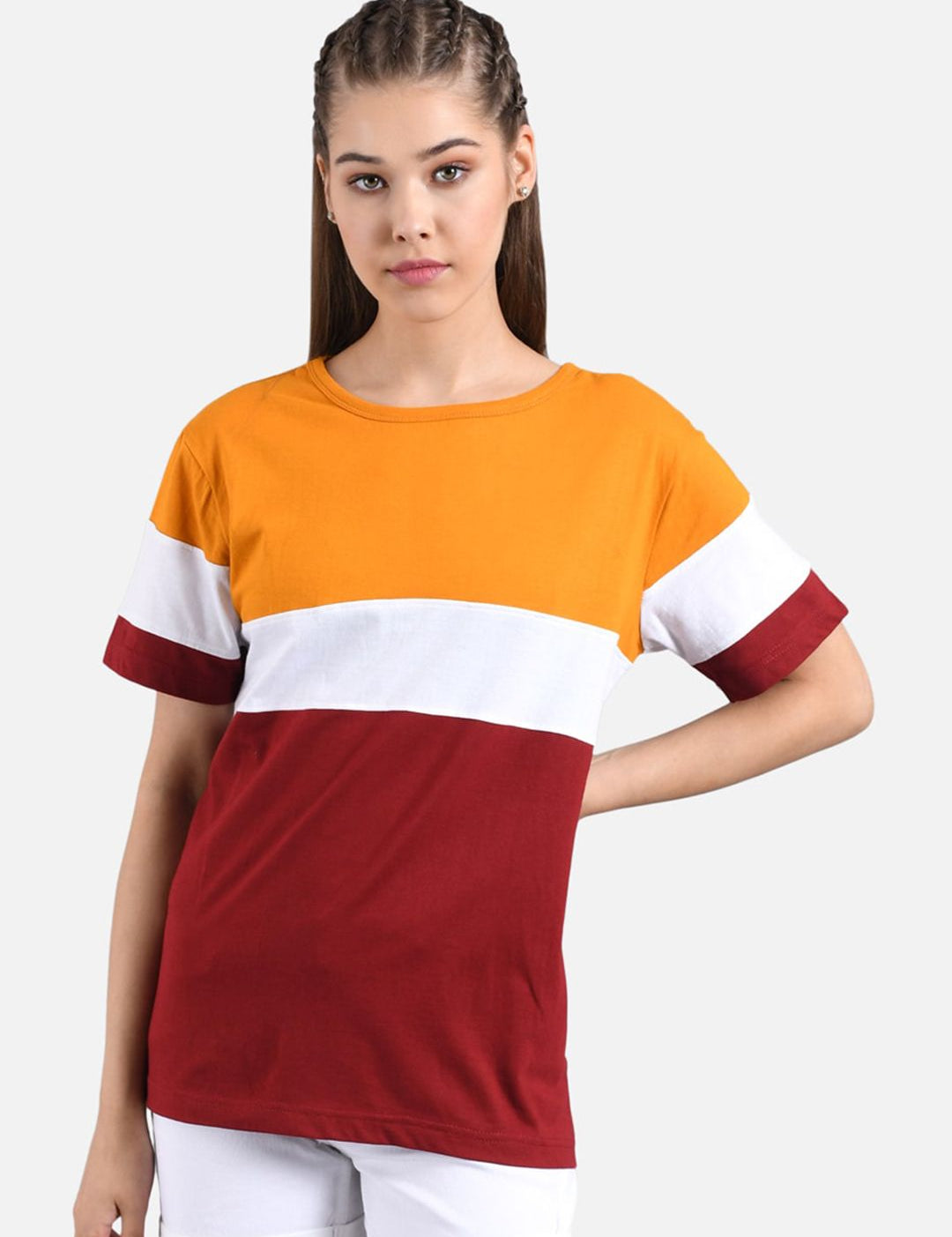 Kotty Women Pack of 2 Colourblocked Round Neck T-shirts