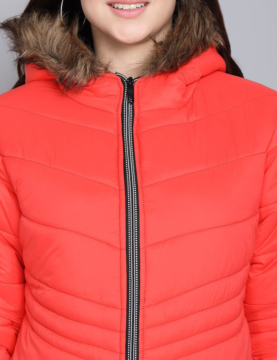 Kotty Women Orange Hooded Puffer Jacket