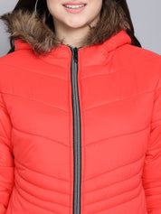 Kotty Women Orange Hooded Puffer Jacket