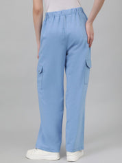 Kotty Women Blue Mid-Rise Straight-Fit Track Pants