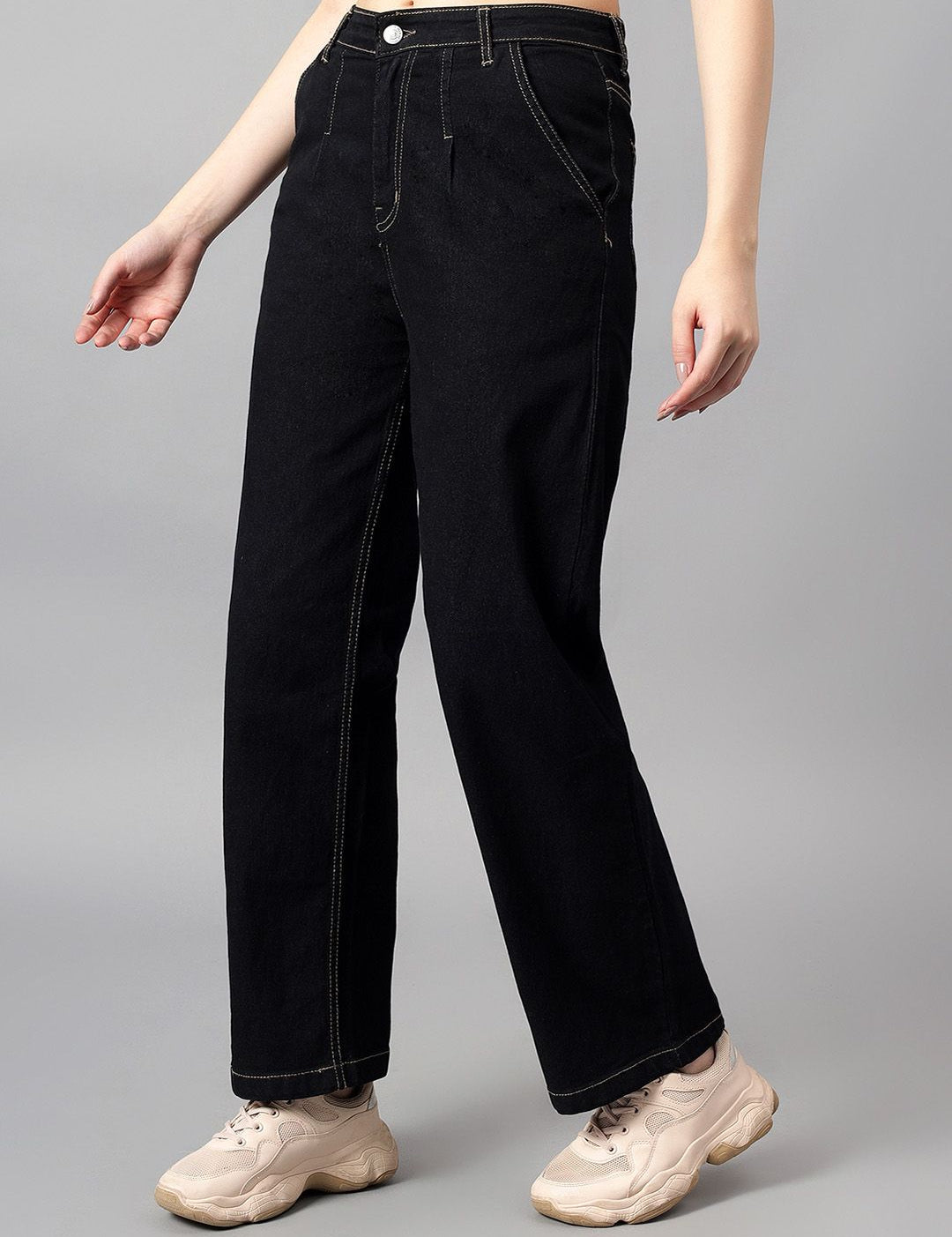 Kotty Women Straight Fit High-Rise Stretchable Jeans