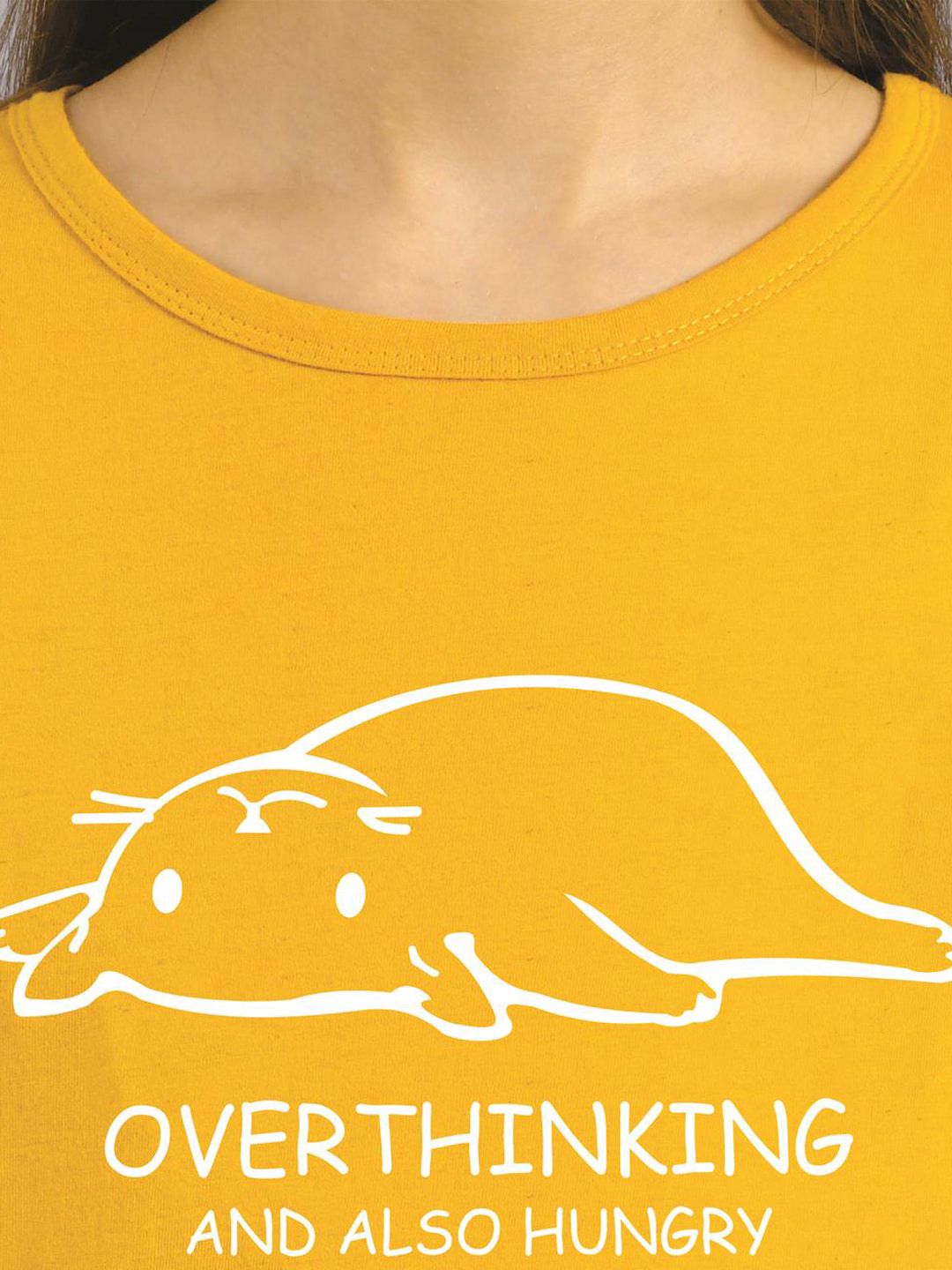 Kotty Women Yellow Printed Round Neck T-shirt