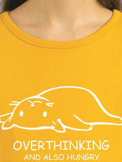 Kotty Women Yellow Printed Round Neck T-shirt