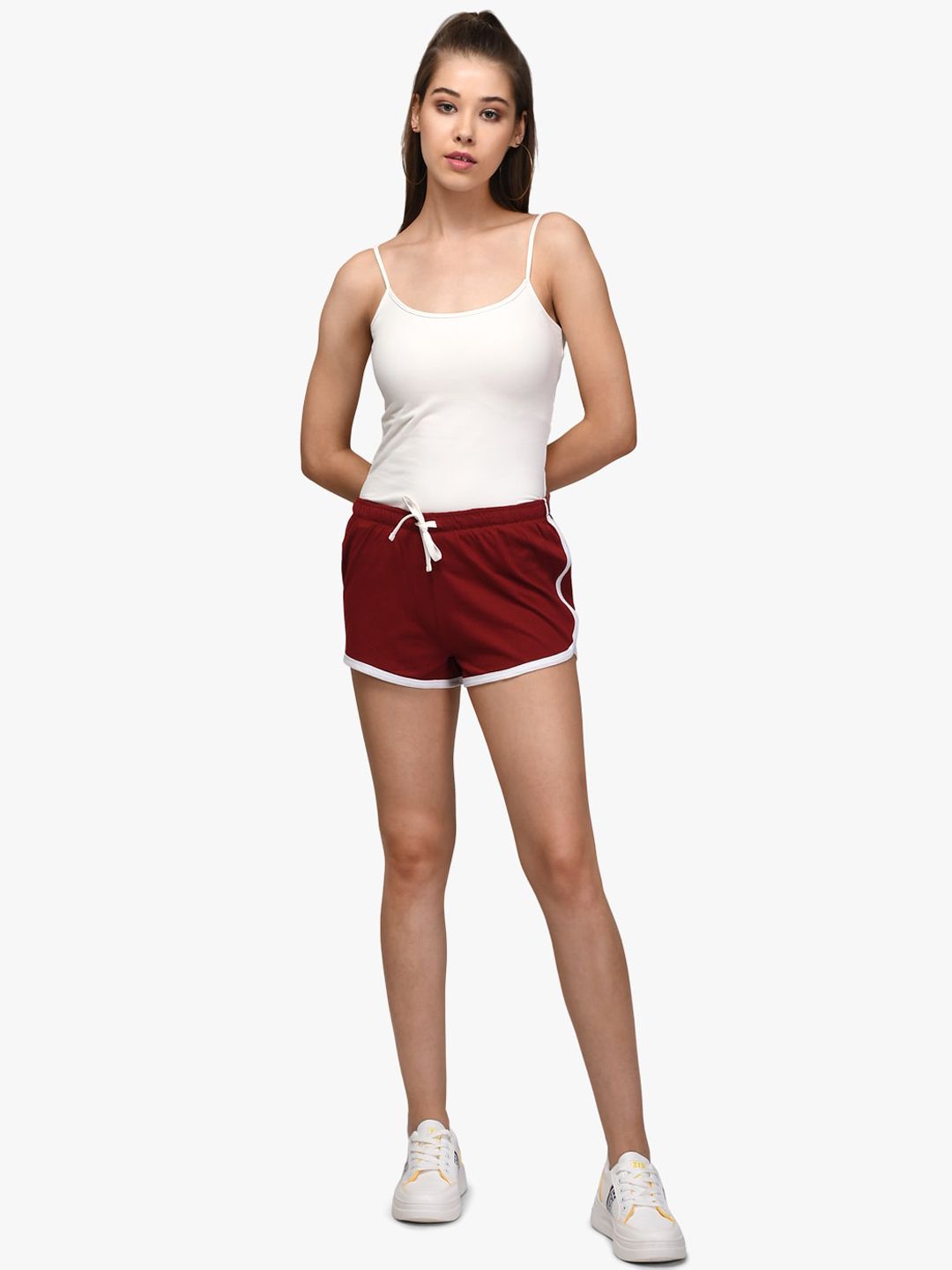 Kotty Women Maroon Solid Regular Fit Shorts