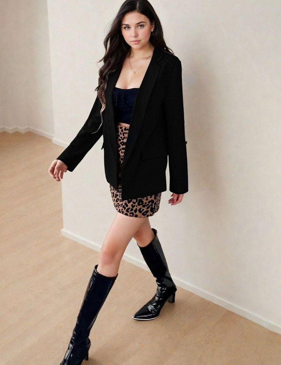 Kotty Notched Lapel Neck Long Sleeves Front Open Blazer