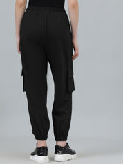 Kotty Women Black Relaxed Fit Mid-Rise Cotton Joggers