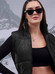 Kotty Women Mock Collar Solid Casual Padded Insulator Jacket