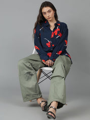 Kotty Women High-Rise Easy Wash Cotton Cargos Trousers