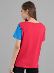 Kotty Colourblocked Round Neck Cotton T-shirt
