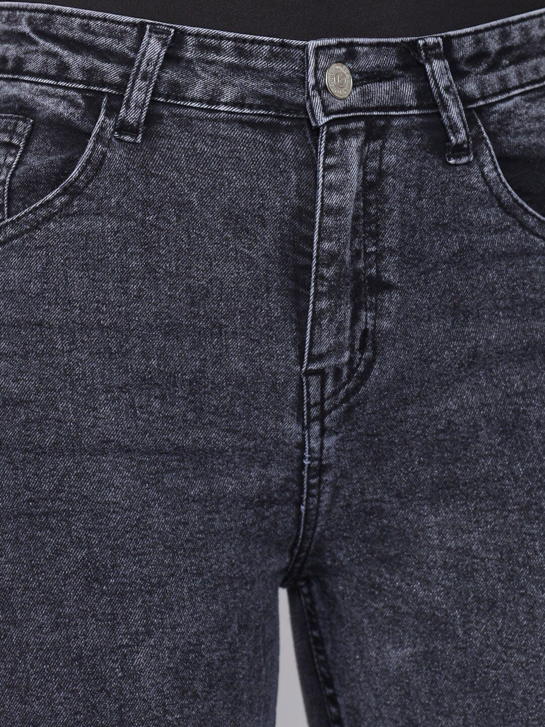 Kotty Women Black Flared High-Rise Slash Knee Heavy Fade Jeans