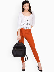 Kotty Women Orange Skinny Fit High-Rise Clean Look Stretchable Jeans