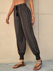 Kotty Women Black Printed Relaxed High-Rise Easy Wash Joggers