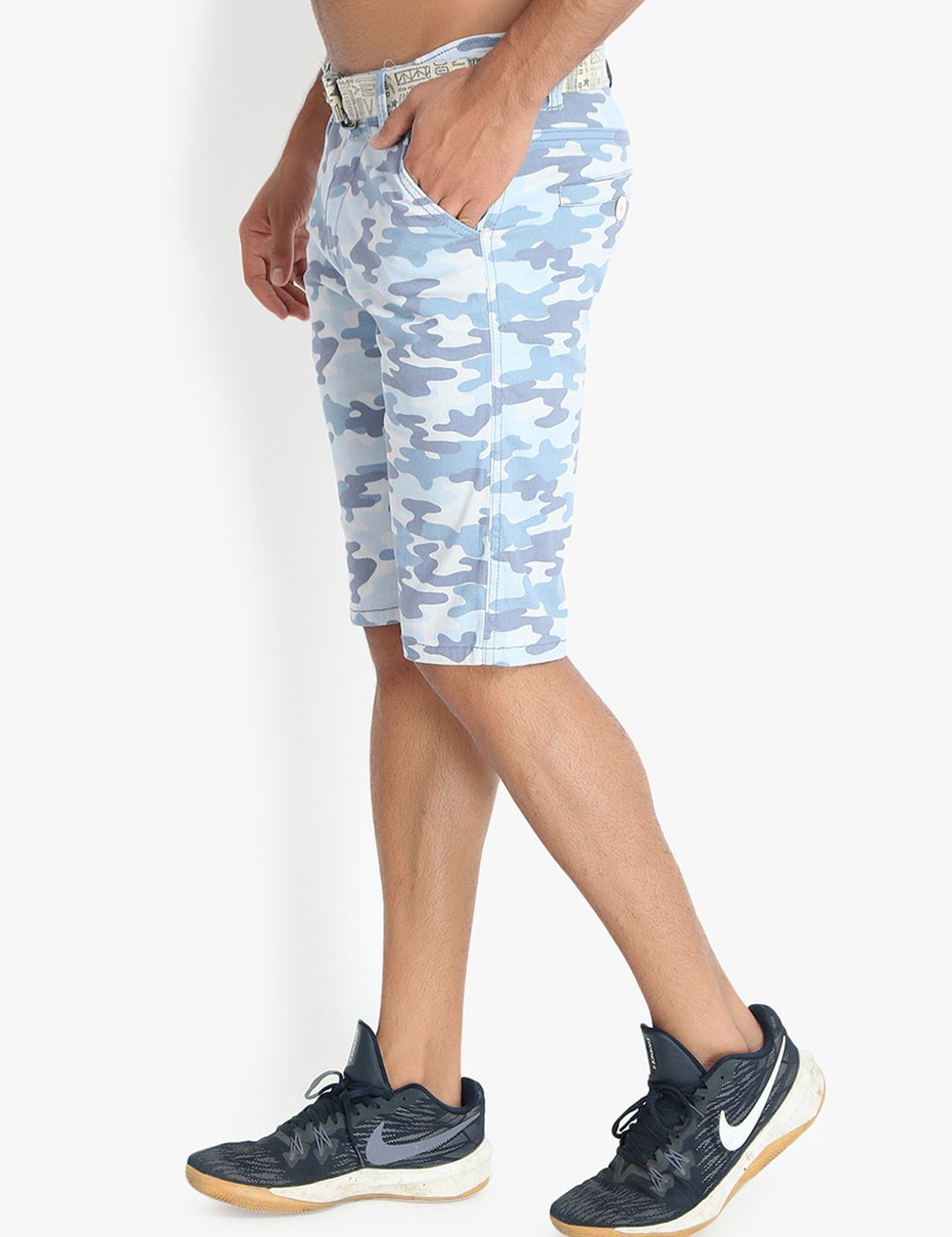 Kotty Men Blue Printed Regular Fit Regular Shorts