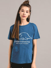 Kotty Women Blue Printed Round Neck T-shirt