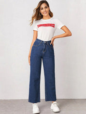 Kotty Women Navy Blue Jean Straight Fit High-Rise Stretchable Jeans