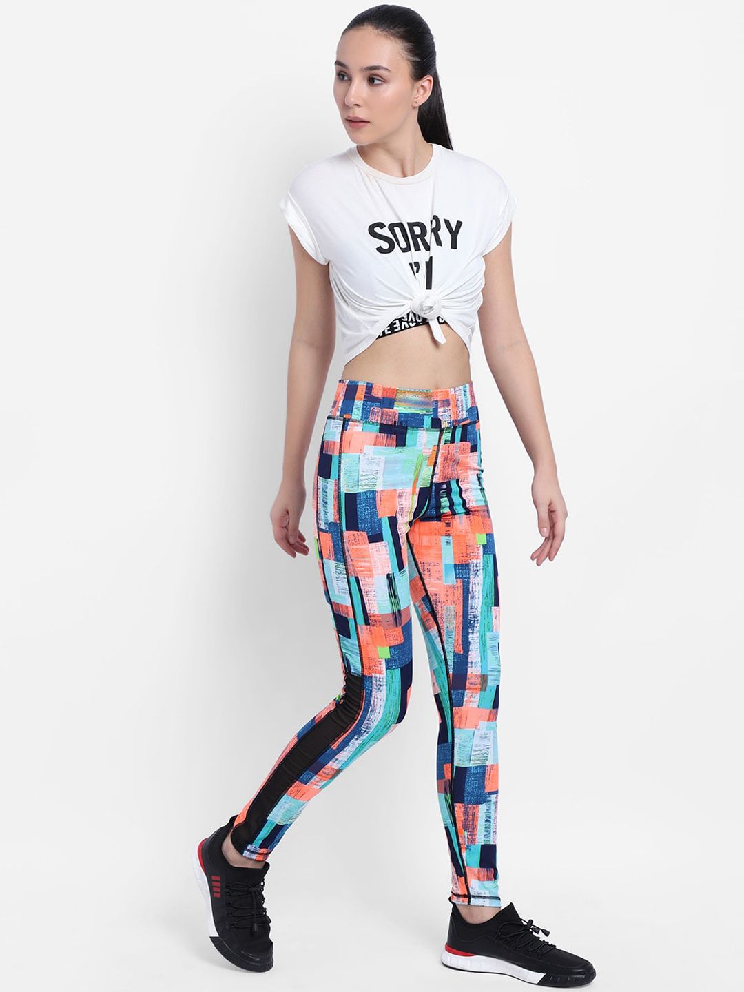 Kotty Women Blue & Orange Printed Tights