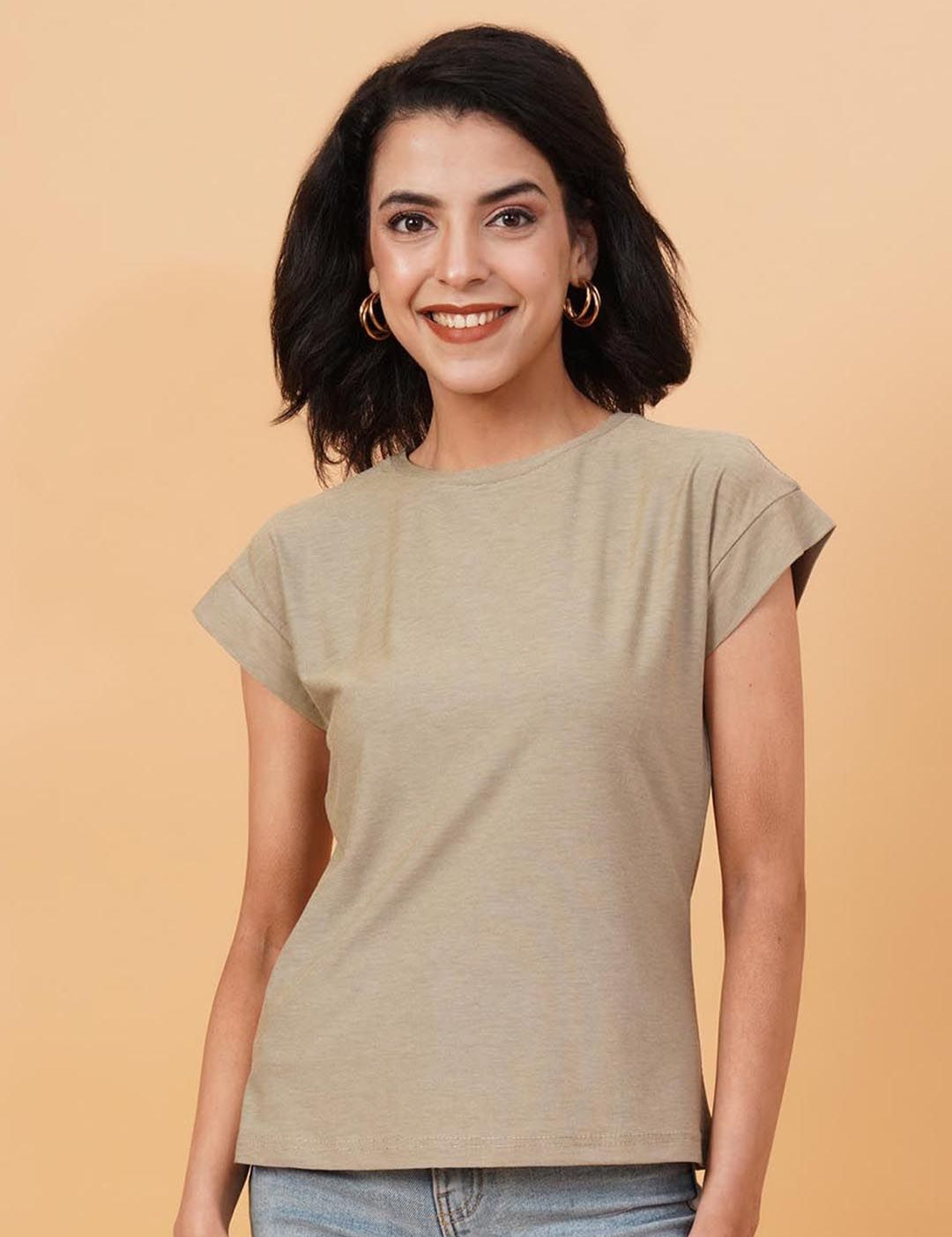 Kotty Round Neck Extended Sleeves Regular Fit T-shirt