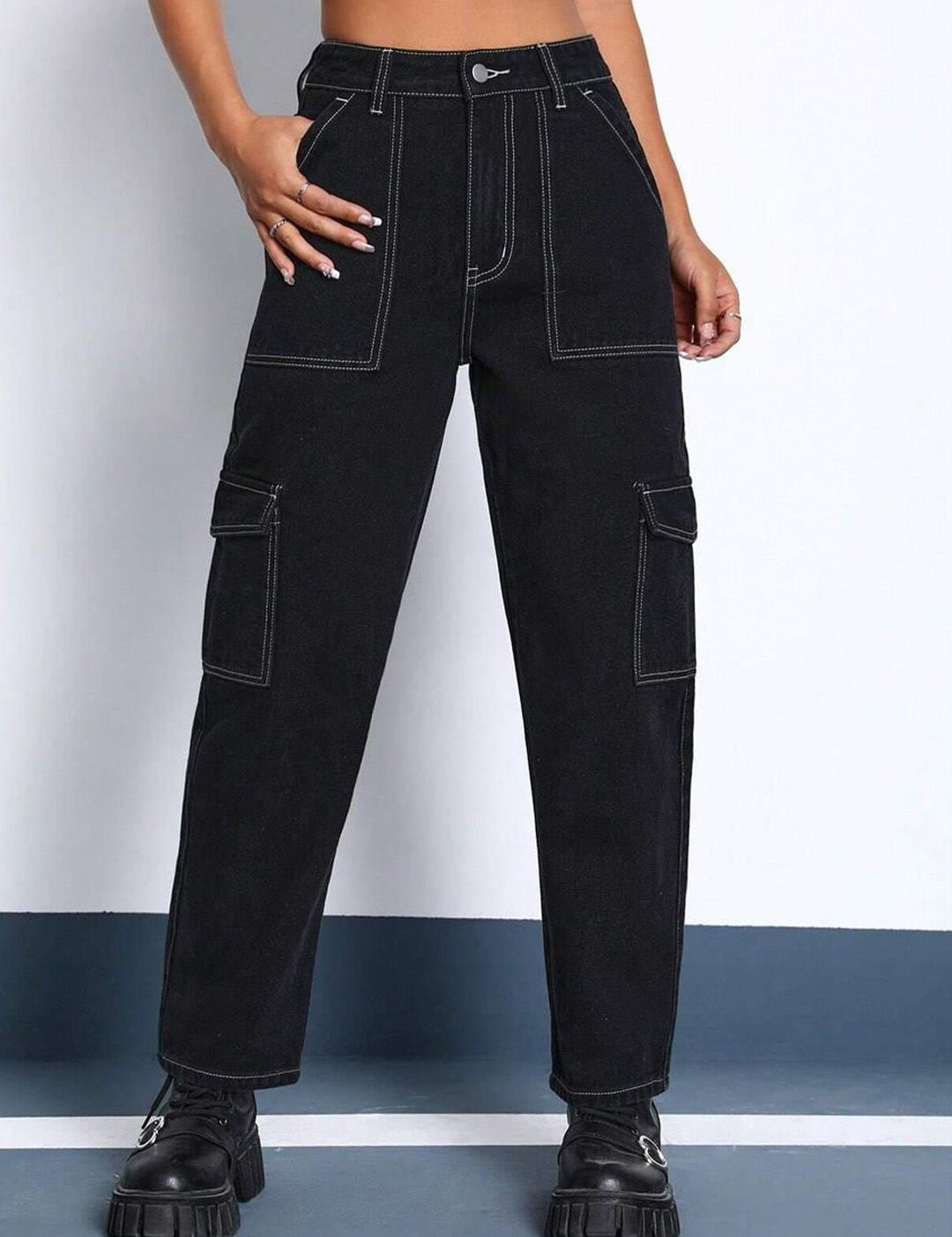 Kotty Women Jean Black Straight Fit High-Rise Stretchable Jeans