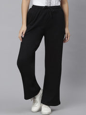 Kotty Women Black Solid Straight-Fit Track Pants