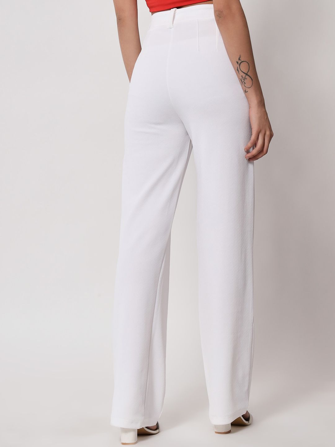 Kotty Women Pack Of 2 Relaxed Straight Leg Fit High-Rise Easy Wash Trousers