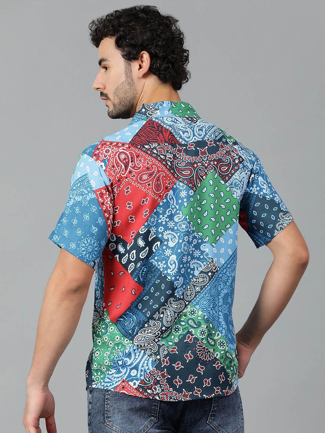 Kotty Men Cuban Collar Ethnic Motifs Printed Casual Shirt