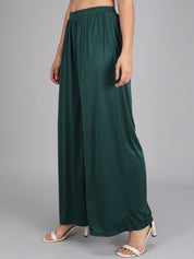 Kotty Women Green Flared High-Rise Pleated Parallel Trousers