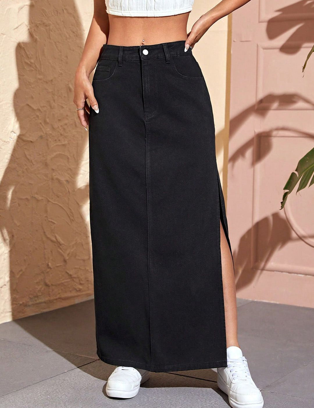 Kotty Straight Denim Maxi Skirt