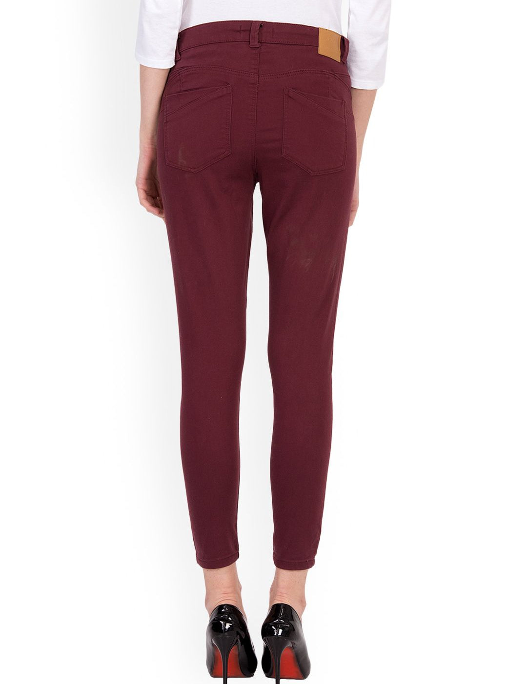 Kotty Women Maroon Skinny Fit High-Rise Clean Look Stretchable Jeans