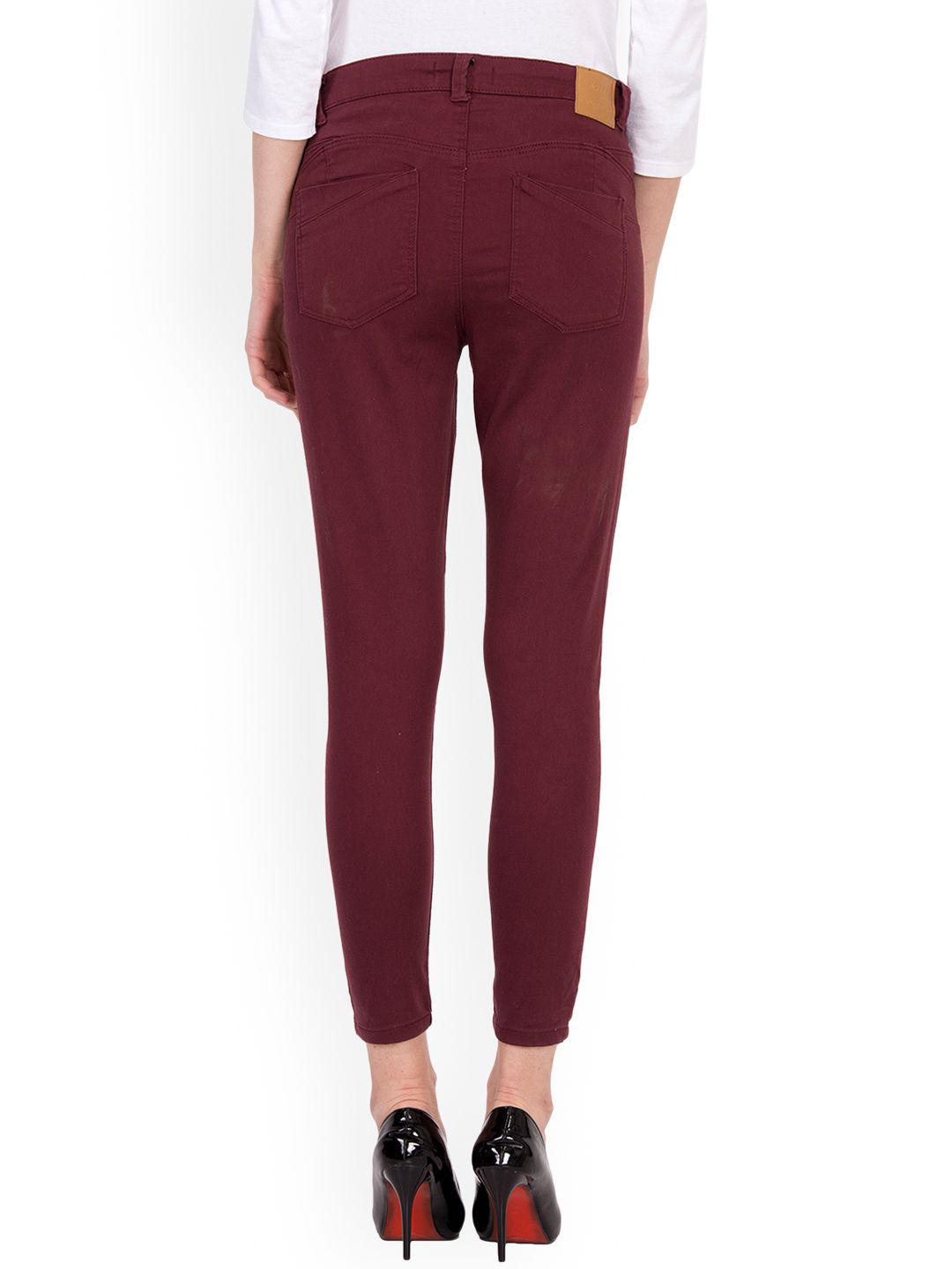 Kotty Women Maroon Skinny Fit High-Rise Clean Look Stretchable Jeans