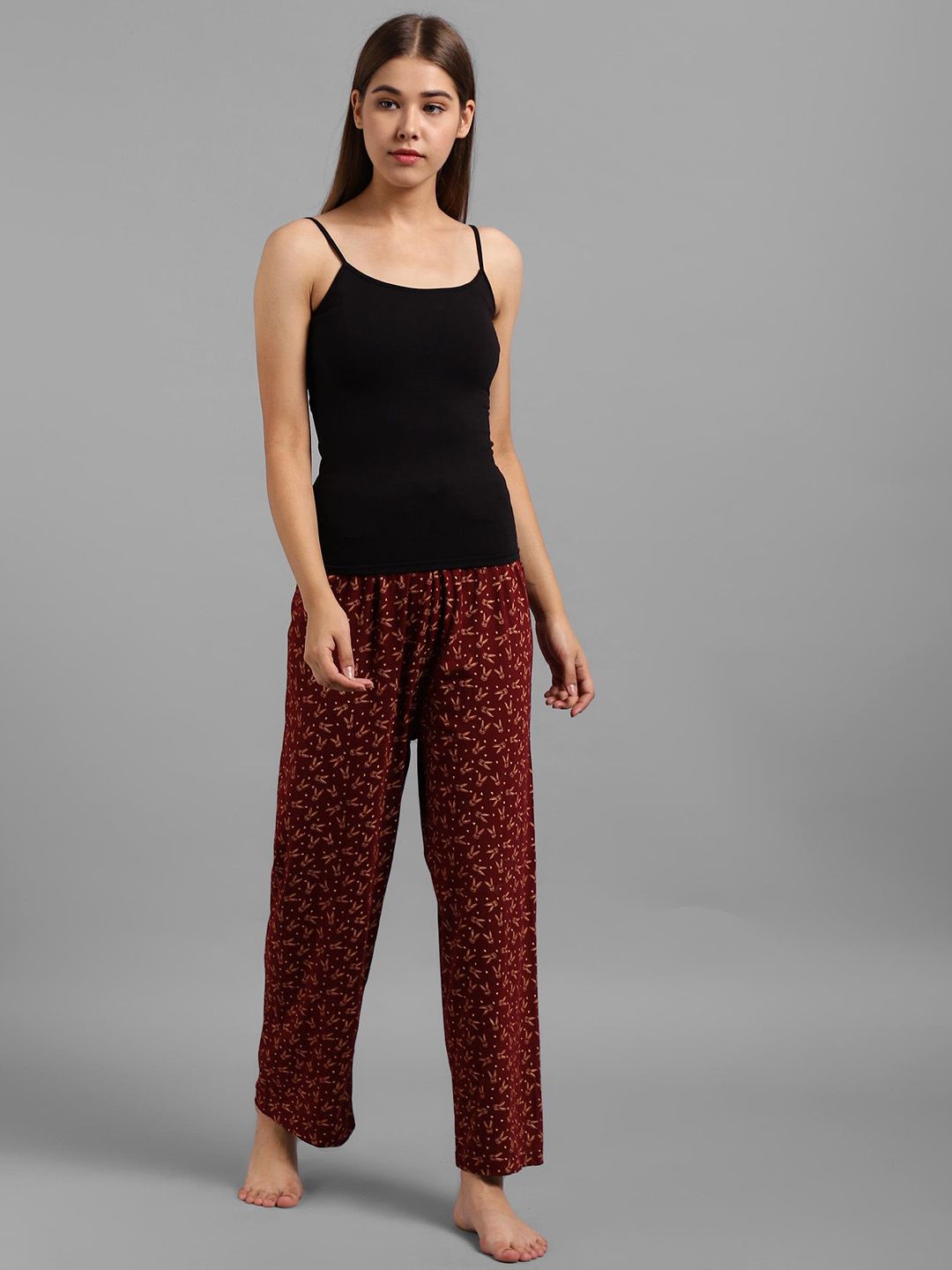 Kotty Women Maroon Printed Lounge Pants