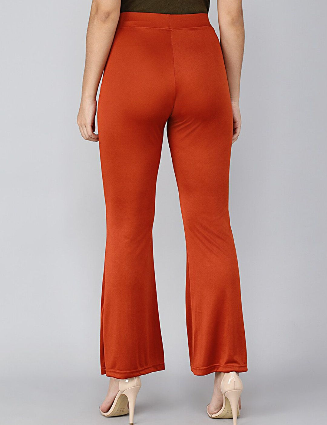 Kotty Women Orange Flared High Rise Bootcut Trousers